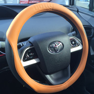 Dottyステアリングカバー ブラック/ホワイトステッチ